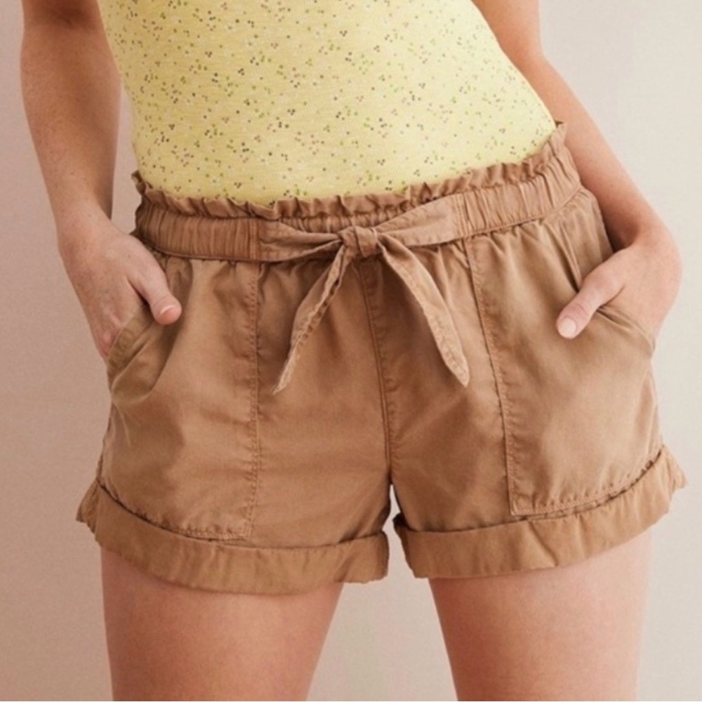 Aerie Adorable Khaki Brown Soft‎ Stretchy Waist Tie Front Shorts
